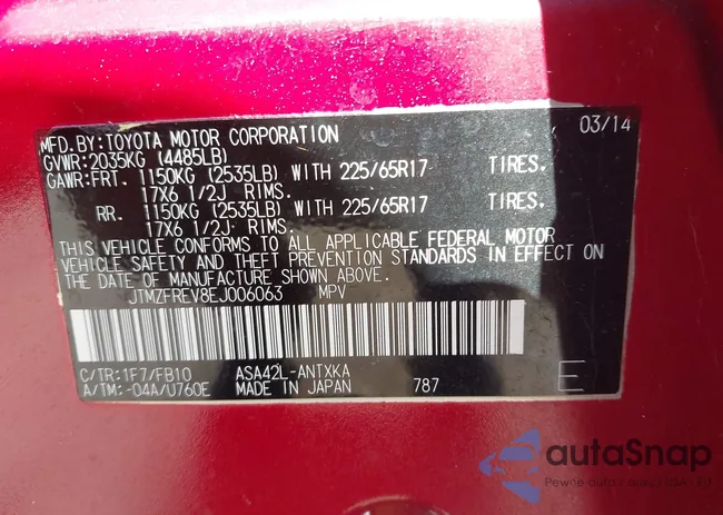 JTMZFREV8EJ006063: 42788291