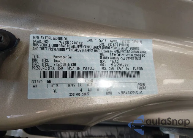 1FADP3F26HL298920: 42788323