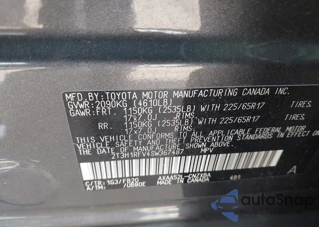 2T3H1RFV4SW367487: 42788357