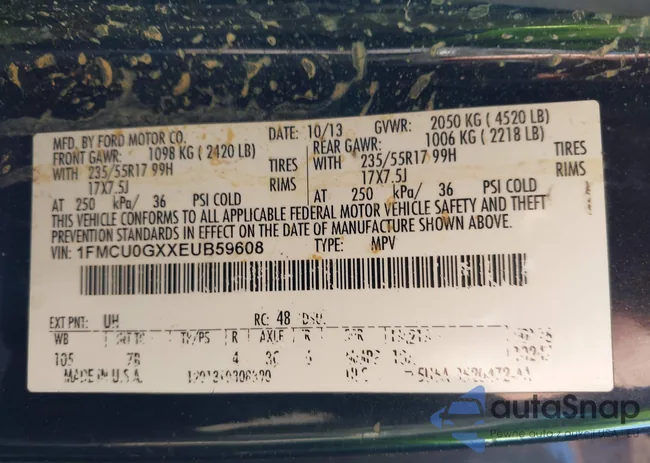 1FMCU0GXXEUB59608: 42788378