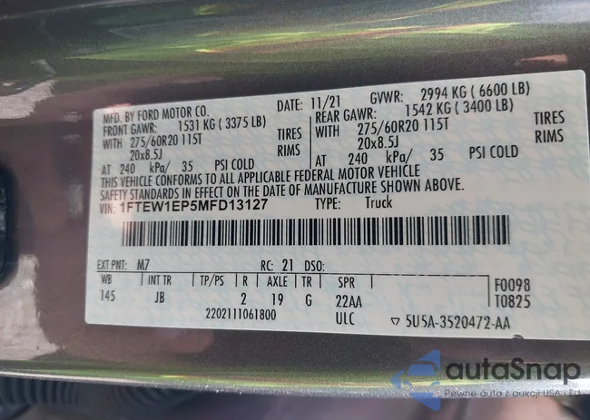 1FTEW1EP5MFD13127: 42788383