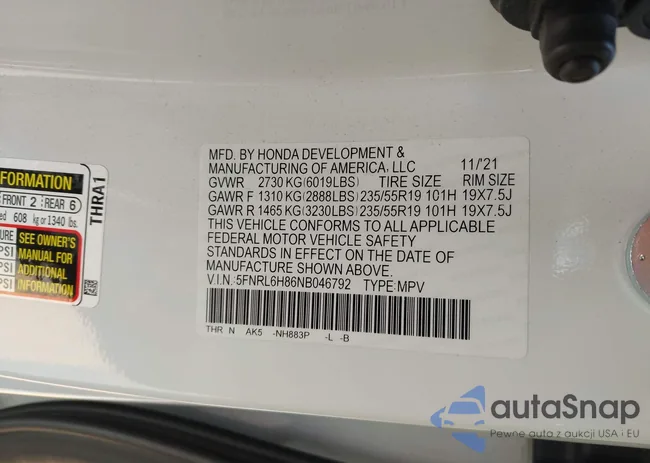 5FNRL6H86NB046792: 42788443