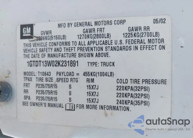 1GTDT13W02K231891: 42788503