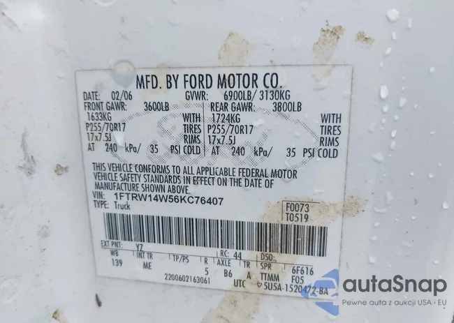 1FTRW14W56KC76407: 42787762