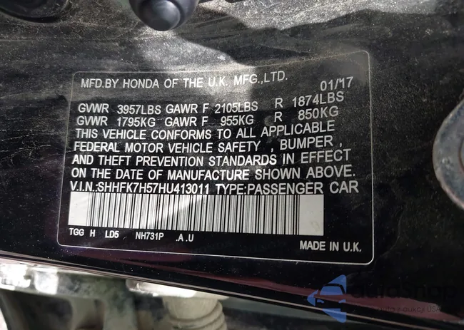 SHHFK7H57HU413011: 42787867