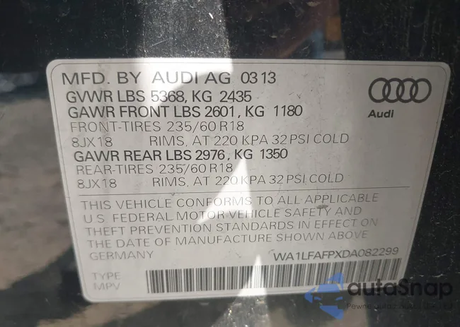 WA1LFAFPXDA082299: 42787909