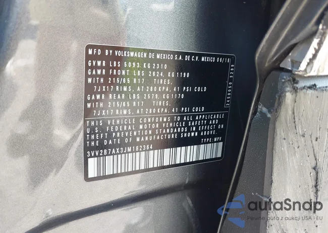 3VV2B7AX3JM182364: 42787911