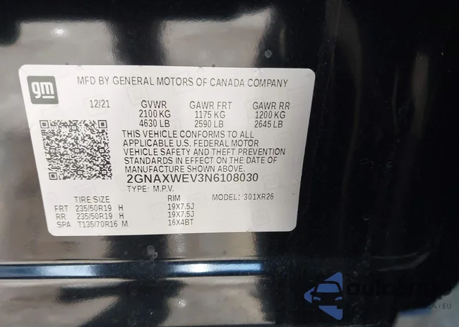 2GNAXWEV3N6108030: 42789211