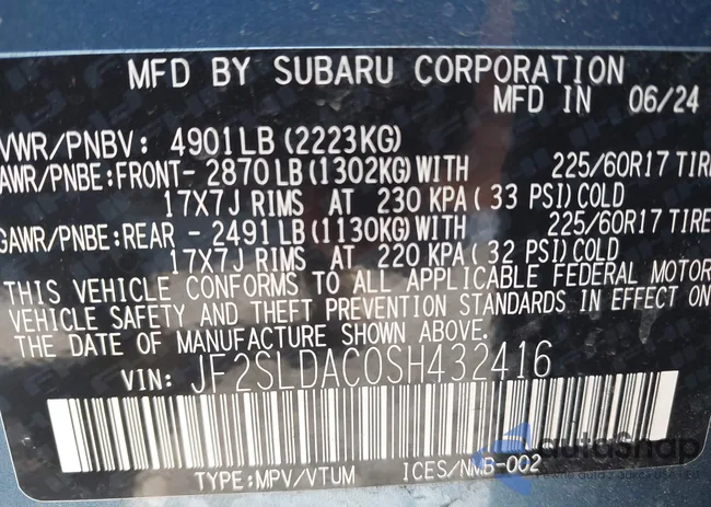 JF2SLDAC0SH432416: 42789264