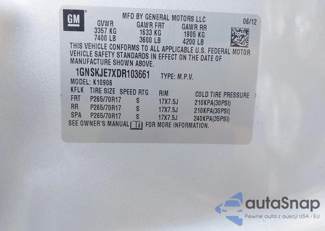 1GNSKJE7XDR103661: 42789275