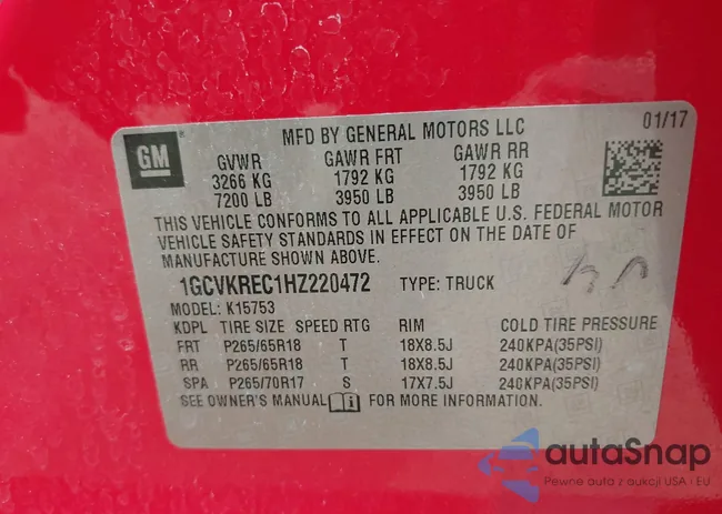 1GCVKREC1HZ220472: 42789289