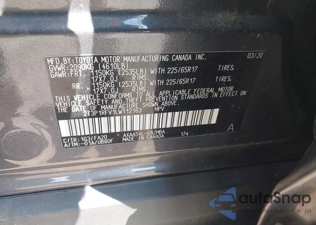 2T3P1RFV1LW112163: 42789330