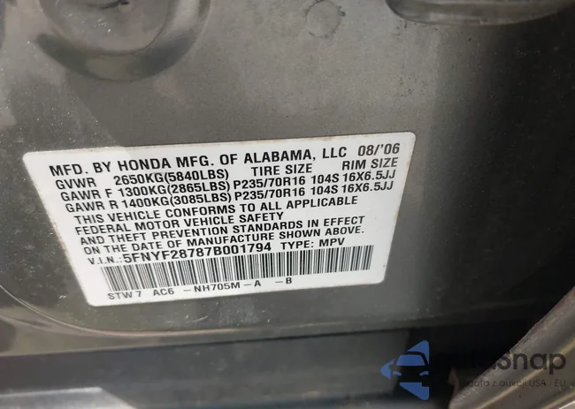 5FNYF28787B001794: 42789569