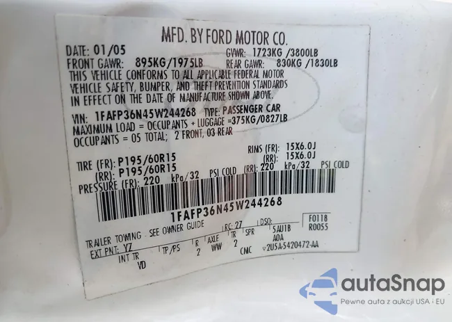 1FAFP36N45W244268: 42788778
