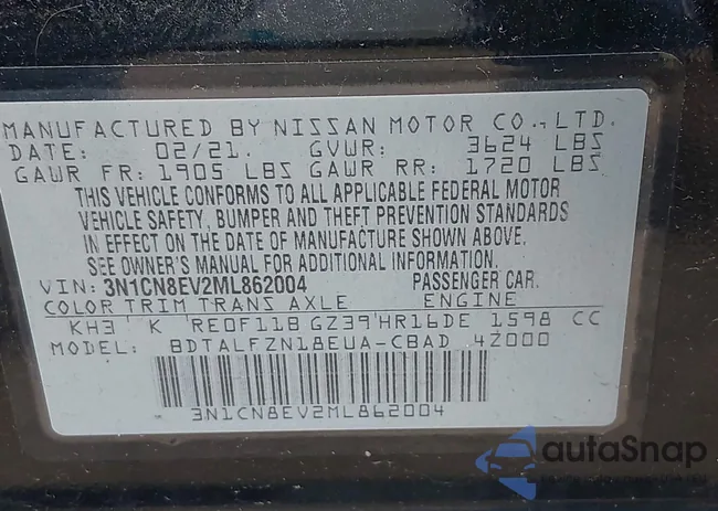 3N1CN8EV2ML862004: 42788793