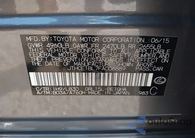 JTHCE1BL7FA006889: 42788872