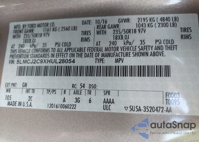 5LMCJ2C9XHUL28054: 42788901