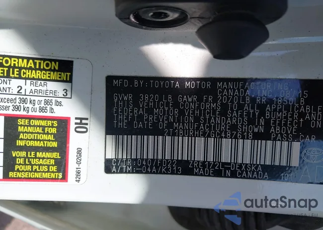 2T1BURHE7GC487618: 42790042