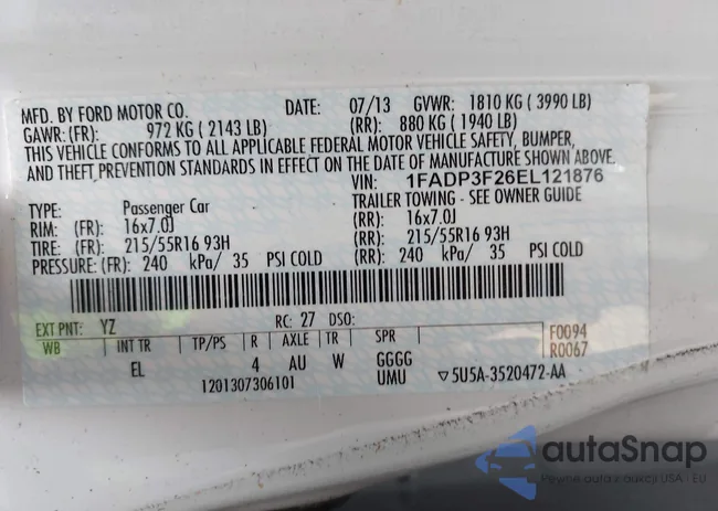 1FADP3F26EL121876: 42790102