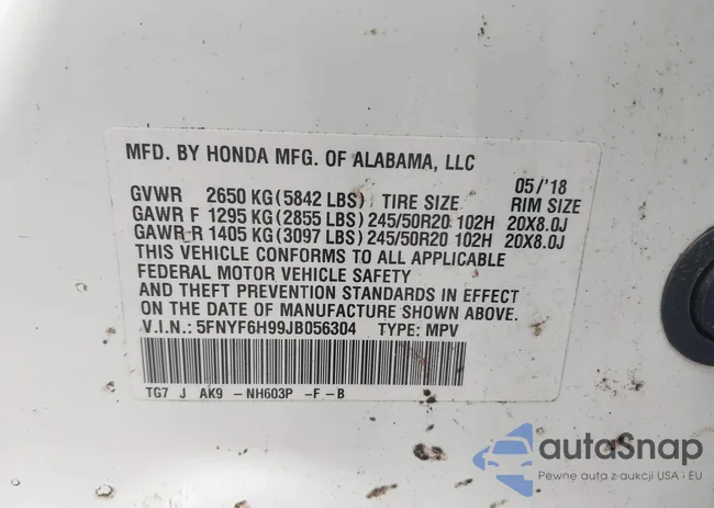 5FNYF6H99JB056304: 42790130