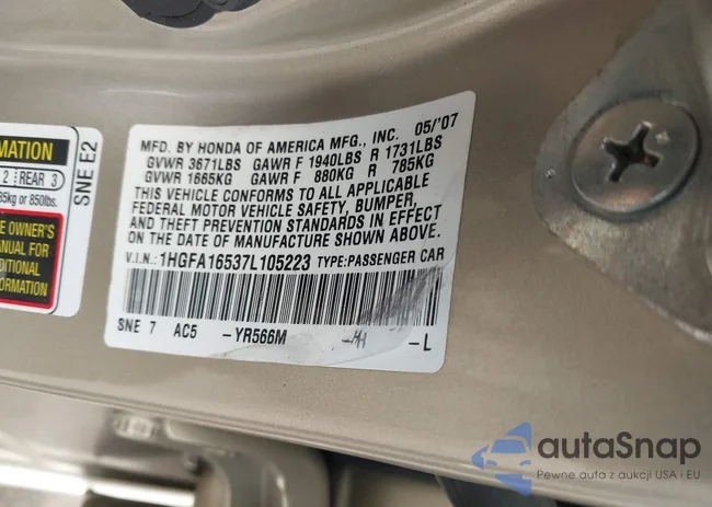 1HGFA16537L105223: 42790160