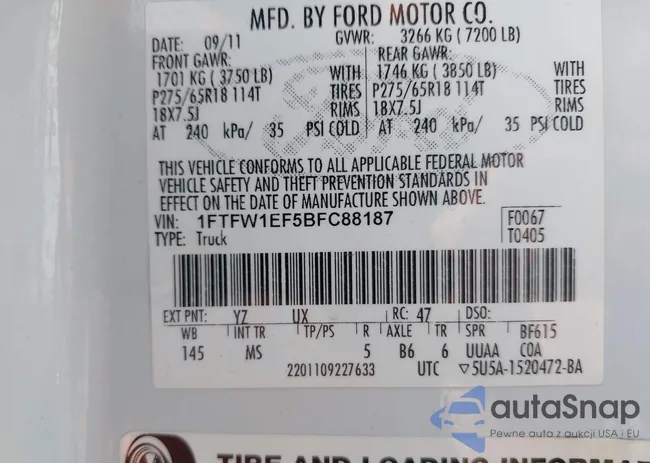 1FTFW1EF5BFC88187: 42790307