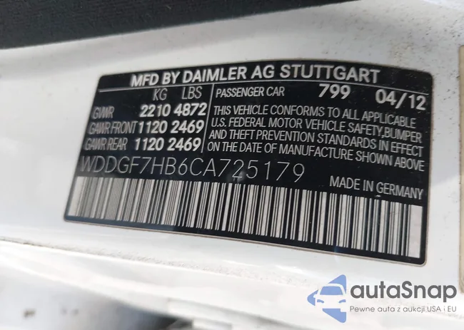 WDDGF7HB6CA725179: 42790314