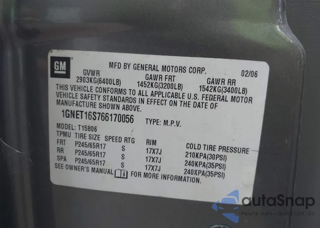 1GNET16S766170056: 42790423