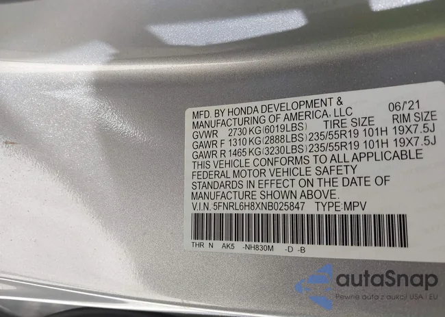 5FNRL6H8XNB025847: 42790427