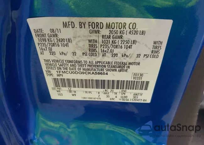 1FMCU0DG9CKA58654: 42790460