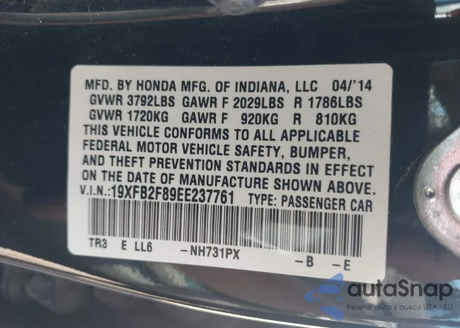 19XFB2F89EE237761: 42790490