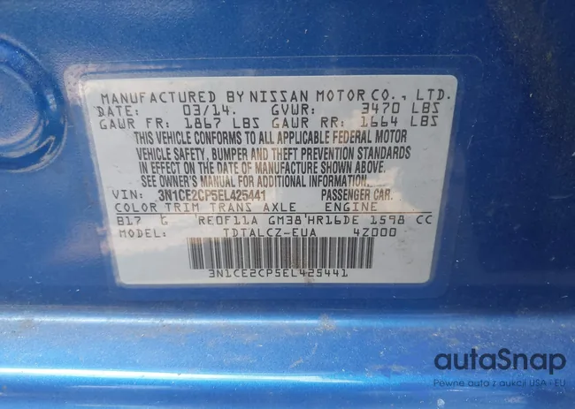 3N1CE2CP5EL425441: 42789677