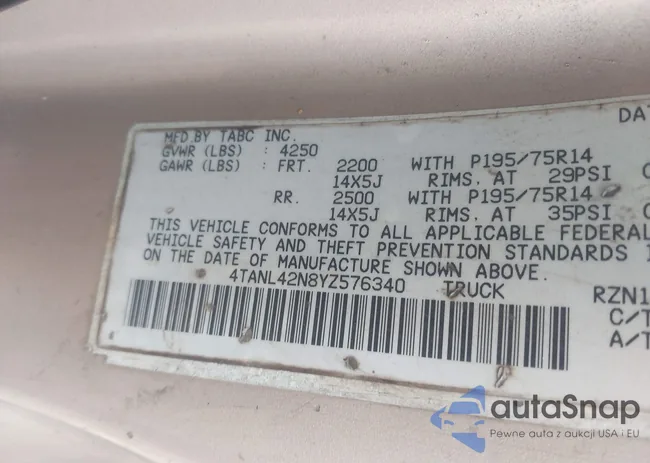 4TANL42N8YZ576340: 42790991