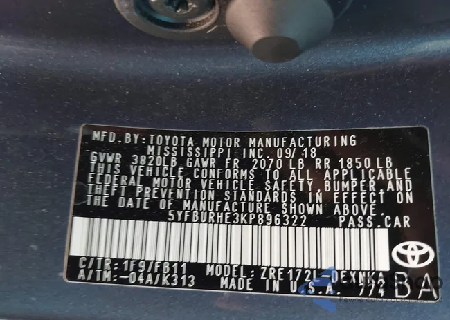 5YFBURHE3KP896322: 42790992