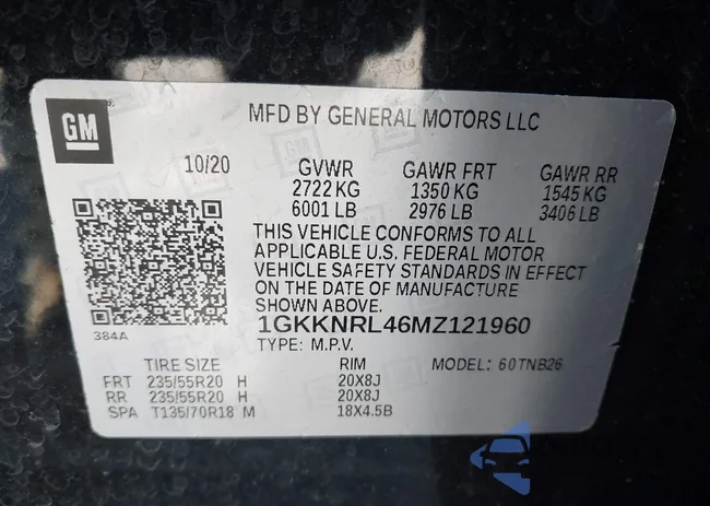 1GKKNRL46MZ121960: 42791179