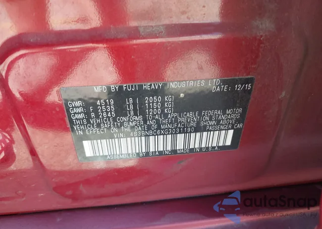 4S3BNBC6XG3031190: 42791319