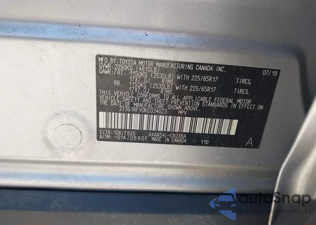 2T3G1RFV0KC034023: 42791333