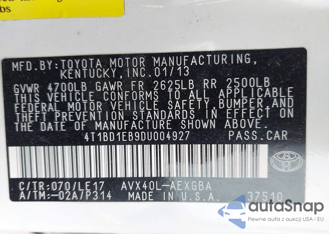 4T1BD1EB9DU004927: 42791488