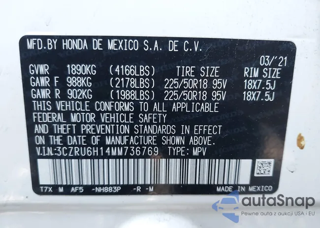 3CZRU6H14MM736769: 42791542