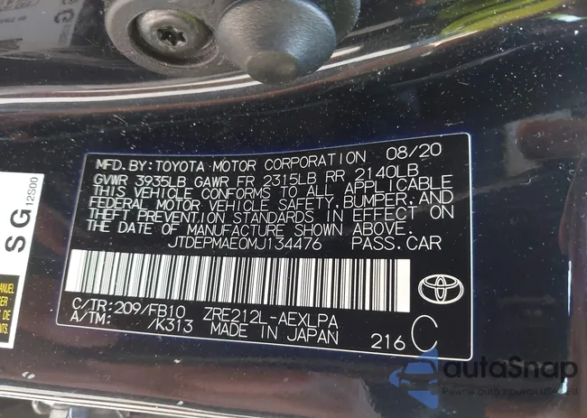 JTDEPMAE0MJ134476: 42790609