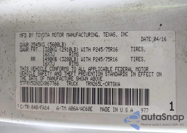 5TFRX5GN2GX067766: 42790621