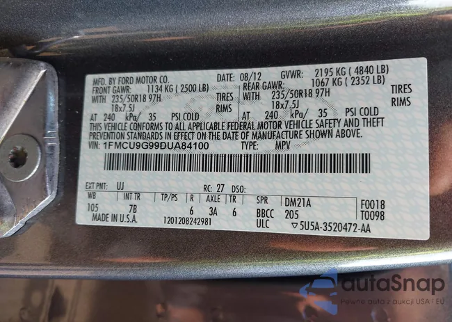 1FMCU9G99DUA84100: 42790738