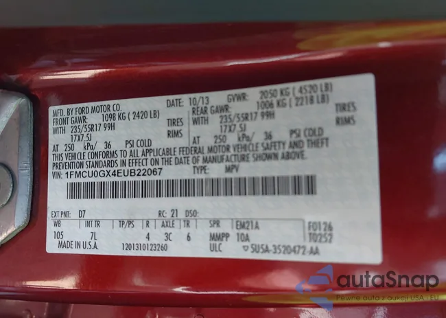 1FMCU0GX4EUB22067: 42790784