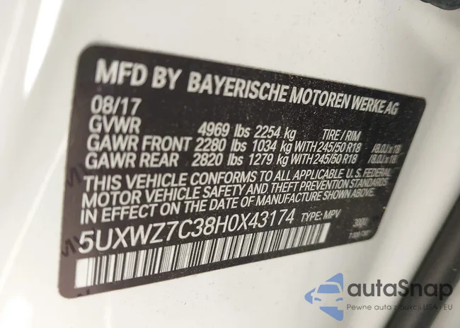 5UXWZ7C38H0X43174: 42791996