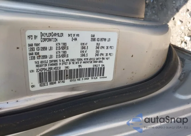 2C4GP54L25R145310: 42792136