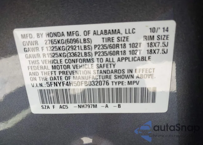 5FNYF4H50FB032076: 42792279