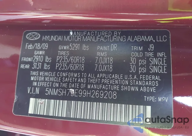 5NMSH73E99H269208: 42792293