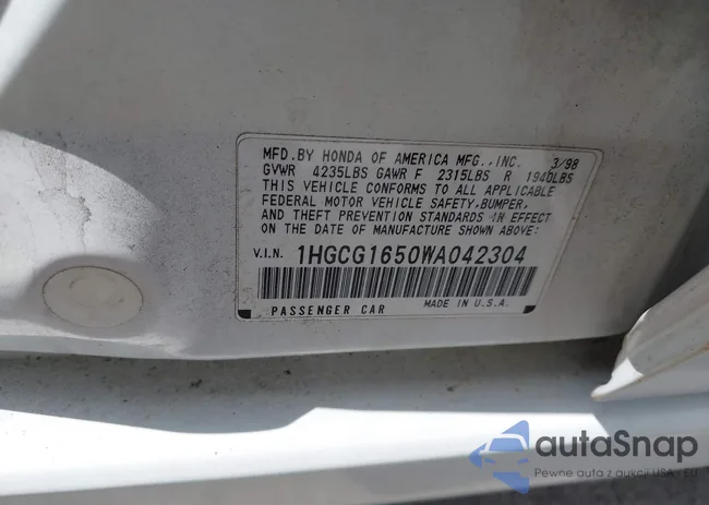 1HGCG1650WA042304: 42792406