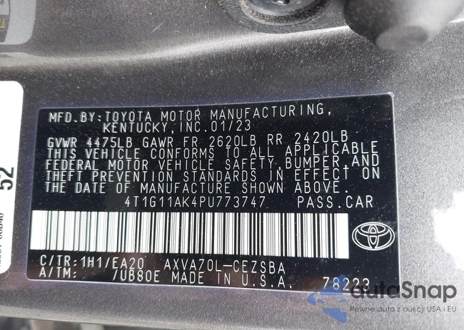 4T1G11AK4PU773747: 42791595