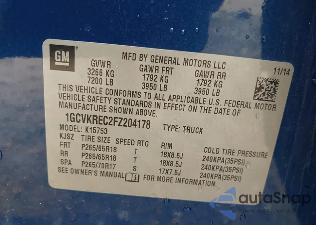 1GCVKREC2FZ204178: 42791645